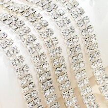 双排钻链 6#8#12# 国贸A级水钻爪链镀银 DIY饰品配件码链钻链批发