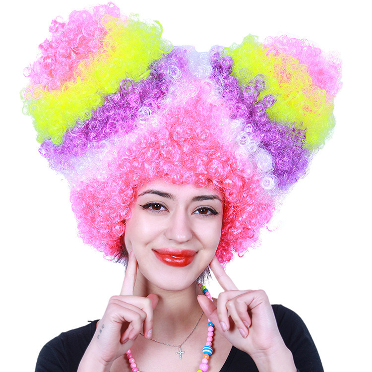 Colorful Afro Colorful Dyed Fan Wig Christmas Halloween Wig Bar Performance Party Headgear Colorful Afro Colorful Dyed Fan Wig Christmas Halloween Wig Bar Performance Party Headgear