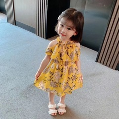 Girls' Summer Dress 2024 New Long Dress Summer Wear Baby Girl Fashion Princess Dress with Floral Print