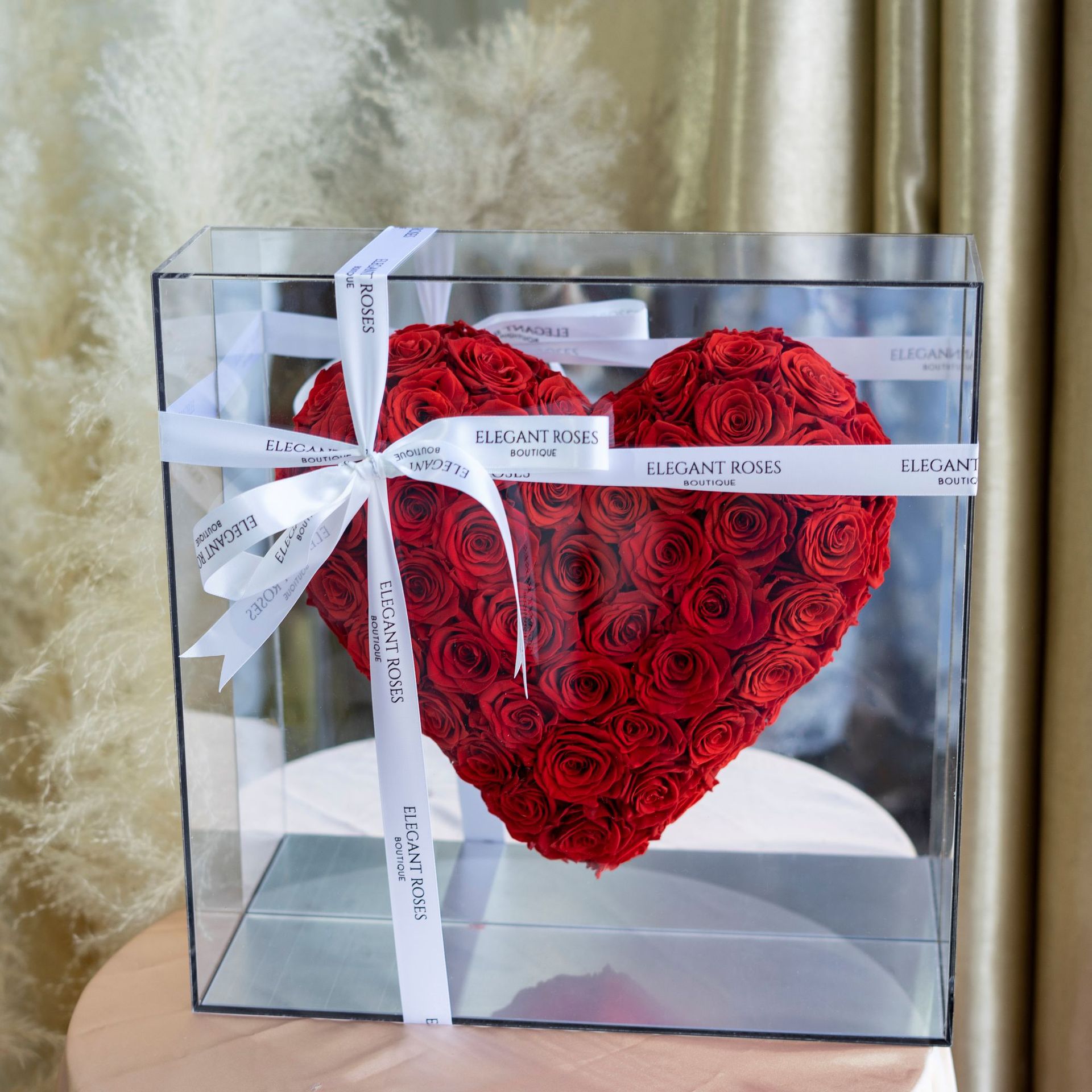 Yunnan inmortalidad flor espejo corazón rosa caja de flores acrílico hecha a mano día de San Valentín 520 confesión regalos al por mayor