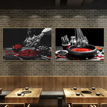 四川成都火锅店装饰画川菜馆串串香重庆麻辣烫挂画古镇街景壁画