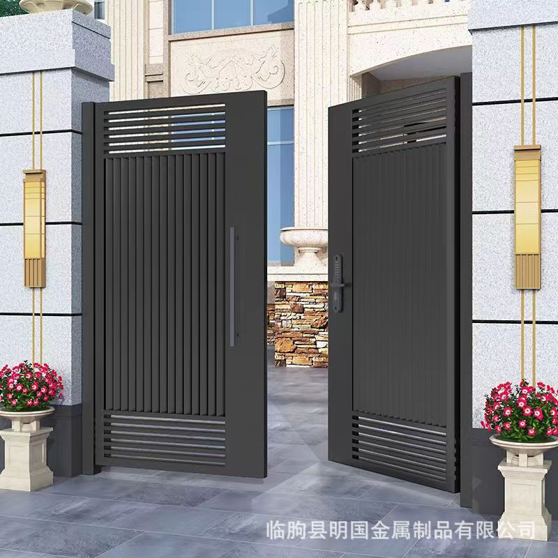 铝艺大门双开门铝合金中式门现代简约围墙进户门乡村庭院别墅大门-阿里巴巴