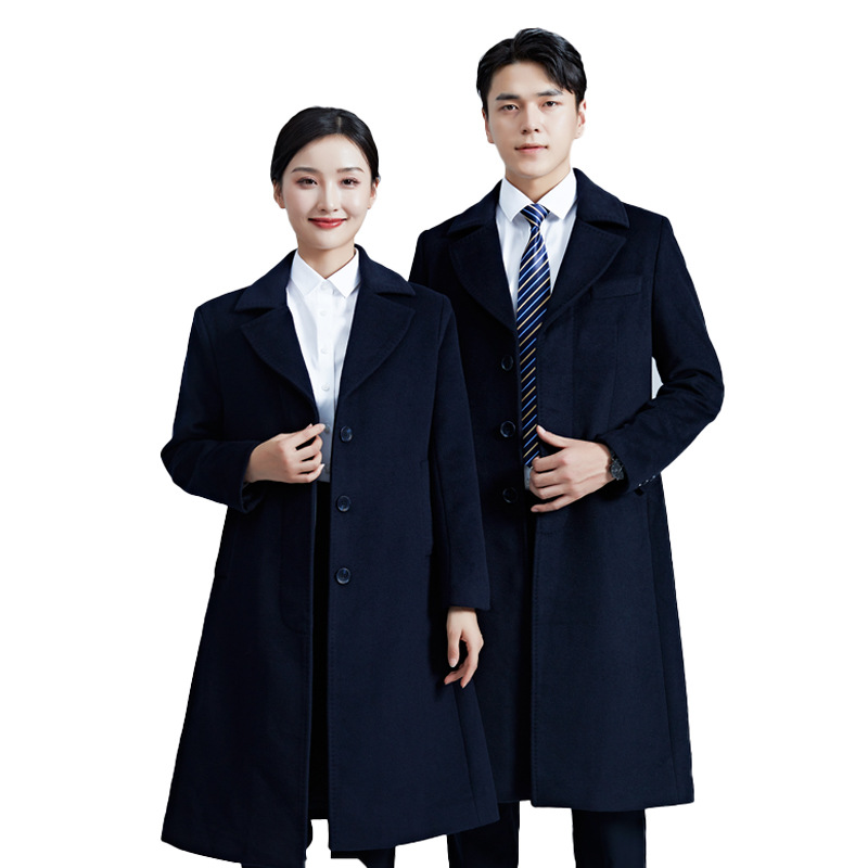 Autumn and winter New cashmere off-loading plus cotton wool coat navy blue padded tweed cashmere coat overalls spot