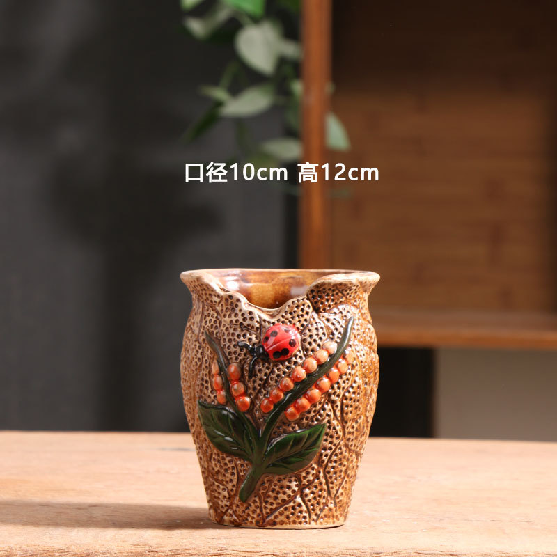 Nuevo producto pila antigua maceta de carne cerámica precio especial balcón doméstico arcilla de cerámica cerámica pequeña olla de cerámica especial liquidación al por mayor