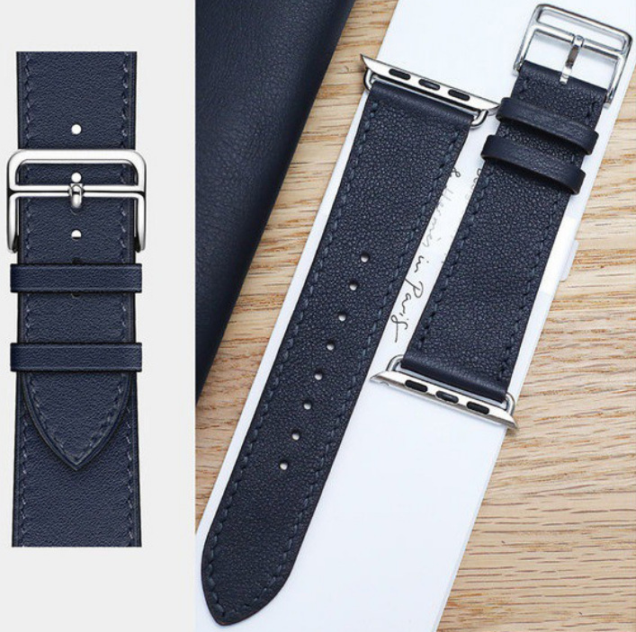 直銷適用蘋果手錶 apple watch4/5/SE/6/7代愛馬仕款真皮錶帶