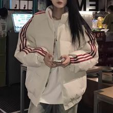 棉服立领三条杠插色外套口袋保暖上衣男士新款帅气棉袄外贸东南亚