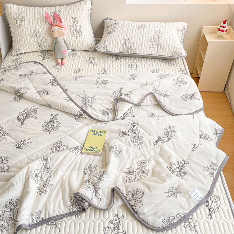 2025 nuevo juego de cuatro piezas de cama de seda de hielo de verano, juego de tres piezas de ropa de cama de cama de látex de verano