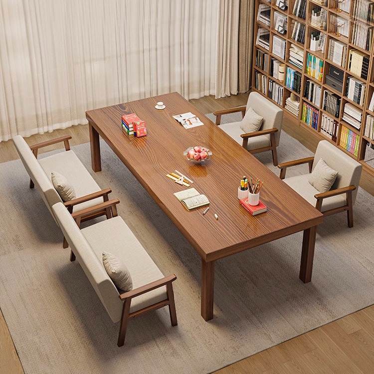 Mesa de trabajo sala de estar grande escritorio largo pierna de madera maciza escritorio de la computadora en casa Escritorio de estudio sala de estar Mesa Grande