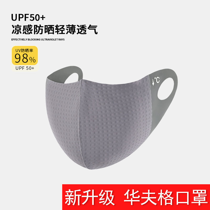 2025 New Summer Waffle Ice Silk Sunscreen Mask Thin High-Looking Black Female 3D Three-Dimensional Uv Protection