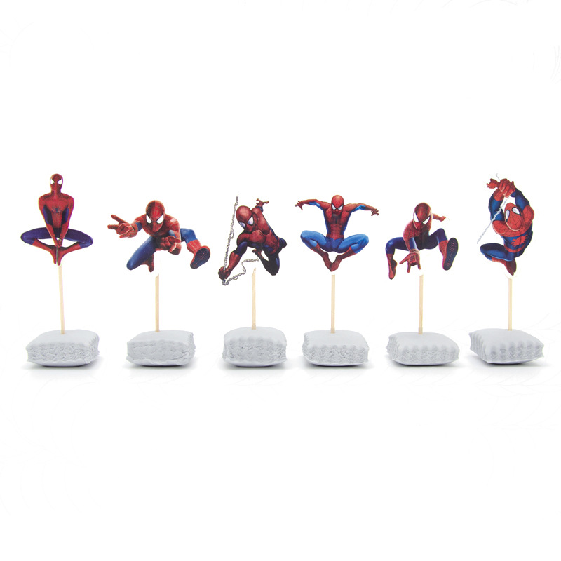 Tarjeta de palillo de dientes de papel grueso de doble cara-insertando Tarjeta de pastel de cumpleaños Decoración de Pastel de papel-insertando plug-in 24 piezas