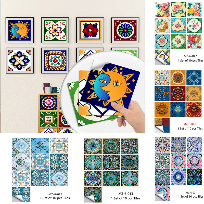 Cross-Border Specializes in Mandala Pattern Frosted Matte Film Tile Stickers for Kitchen and Bathroom Renovation Decorative Self-Adhesive Wall Stickers