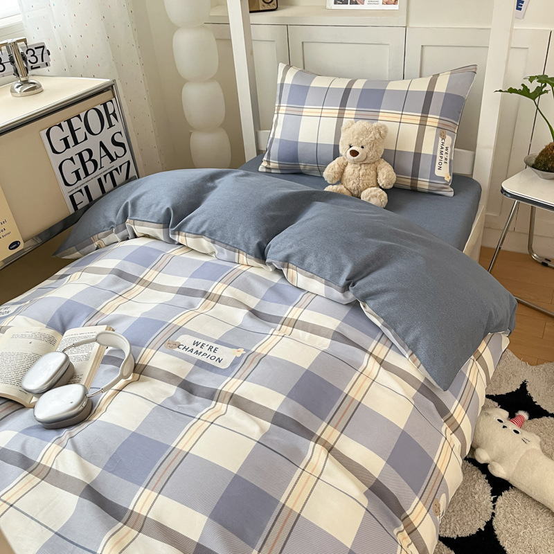 Verano dormitorio de estudiantes cama de algodón de tres piezas de algodón 2025 sábana nueva colcha sábana pequeña ropa de cama fresca