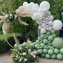 Cross-border Macaron Bean Paste Green Balloon Set Green and White Main Image Wedding Ceremony Site Decoration Scene Layout