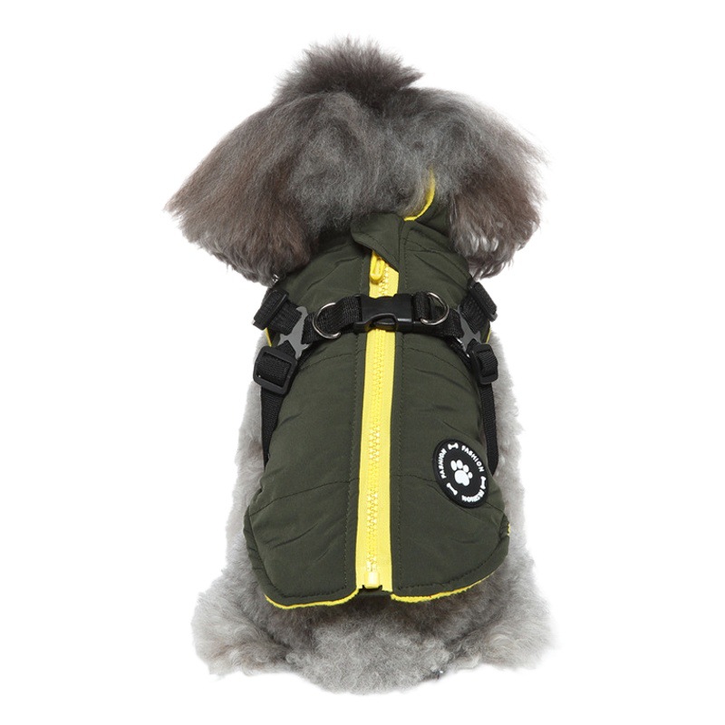 Ropa vendedora caliente transfronteriza para perros Teddy chaqueta de cubo francés correa para el pecho ropa de algodón acolchado cremallera de estilo británico ropa de invierno para mascotas
