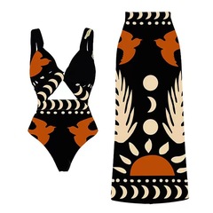 2024 New European and American Style Fashionable One-Piece Swimsuit Set—Stylish Retro Design for Amazon Vacation, Beach, and Hot Spring Swimwear
