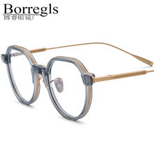 超轻板材纯钛眼镜框男复古日本设计师款方形近视眼睛架可配有度数
