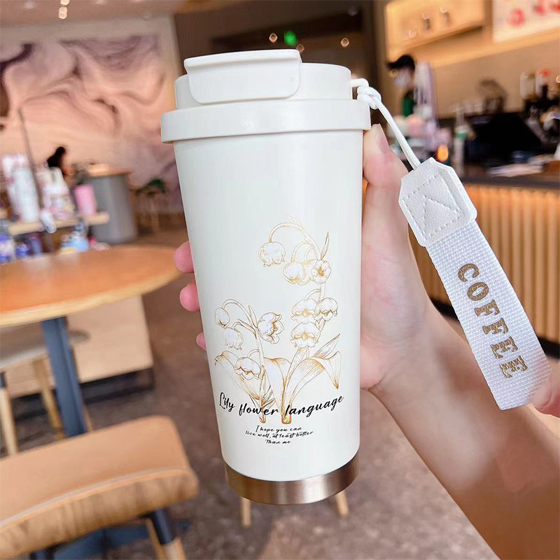 316ステンレスコーヒーカップ保温カップ学生高颜値随行カップ車載二重飲ストローカップカスタマイズ|undefined