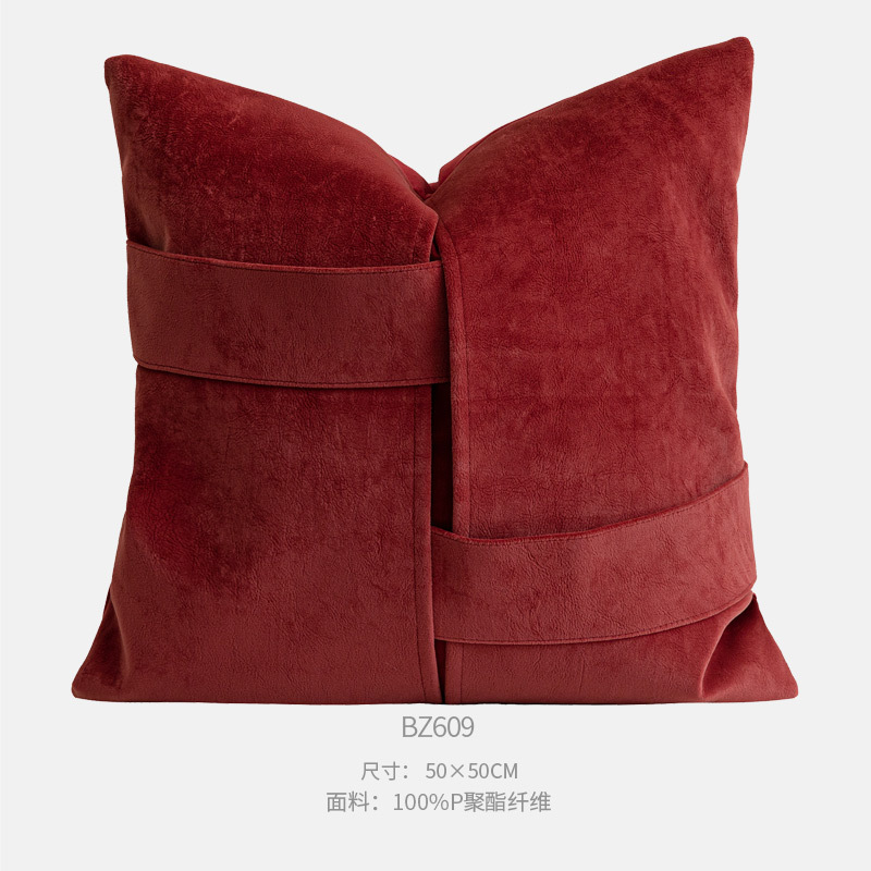 50x50cm 빨간 스트랩 관대 한 베개