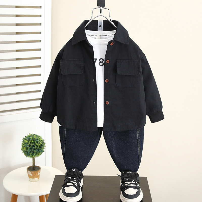 5825 ropa para niños chaqueta de camisa de primavera y otoño 2025 nuevo estilo niño otoño camisa coreana estilo occidental bebé principios de otoño