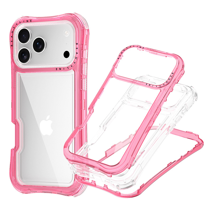 Aplicable Apple IP17 / 18 promax cojín de aire de cintura transparente todo incluido caso de teléfono celular resistente a caídas soporte de impresión de serigrafía LOGO