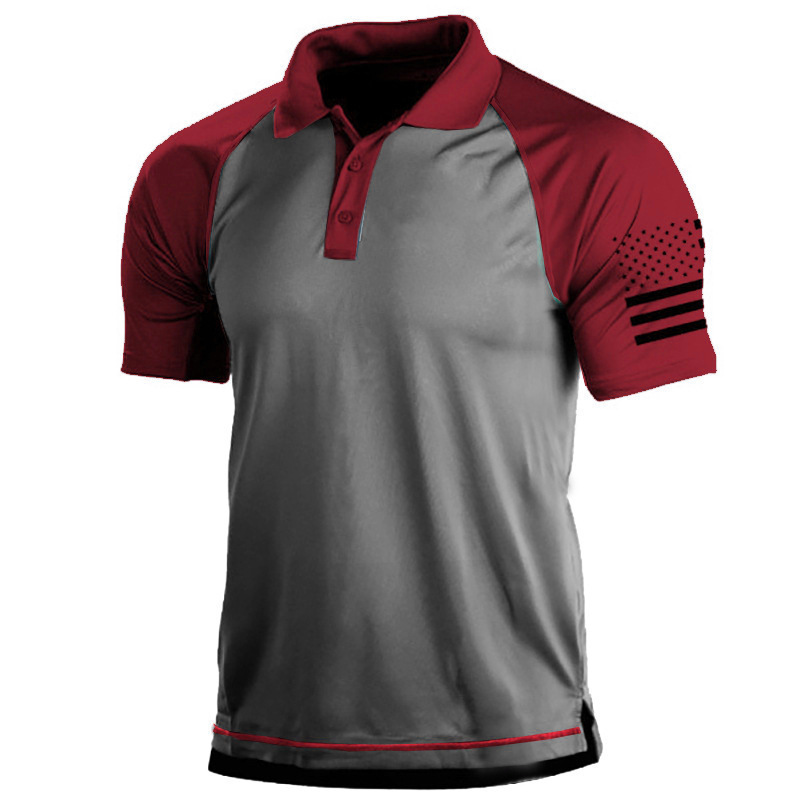 2025 Amazon Independent Station Cross-Border Popular Men's Outdoor American Flag Tactical Sports Polo Collar Polo Shirt