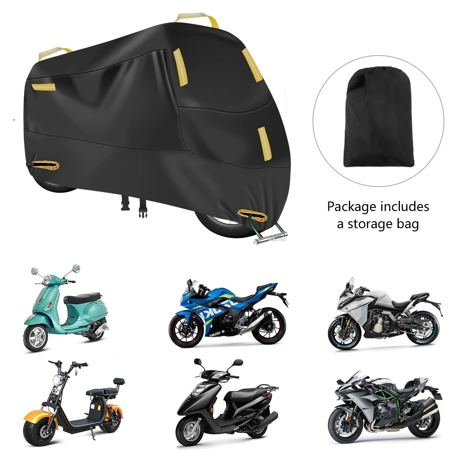 Electric Vehicle Cover Cross-Border Motorcycle Cover Rain Cover Silver-Coated 190T210D Sun Protection Dustproof Motorcycle Clothing