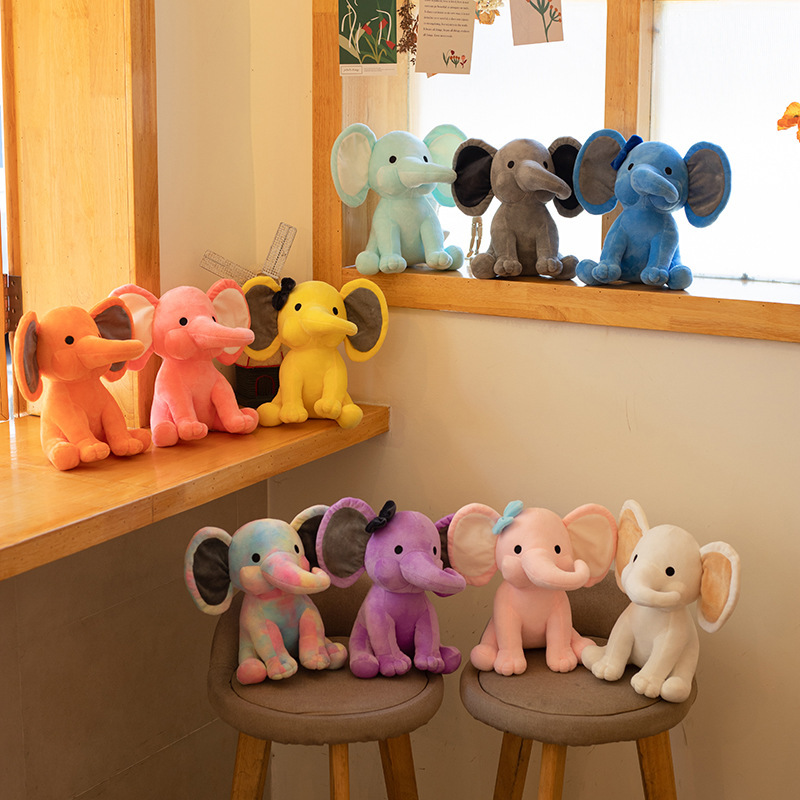 Cute cartoon color baby calming elephant doll plush toy baby elephant doll doll a generation of hair