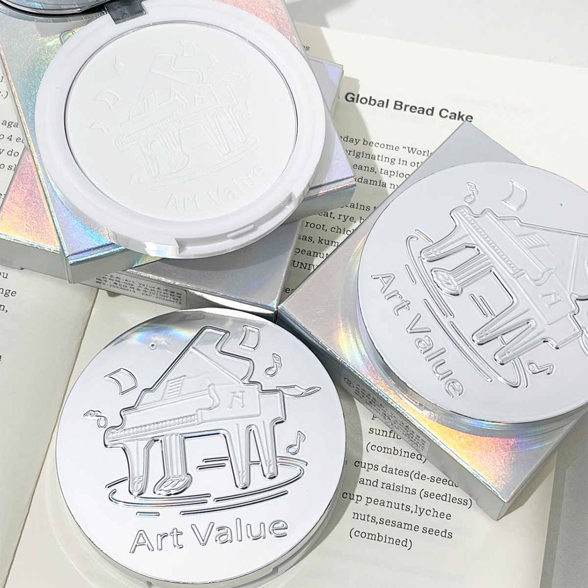 Art Value Piano Powder Compact with matte and glossy makeup effect, setting powder, smooth skin, natural girl, Douyin Live broadcast undefined
