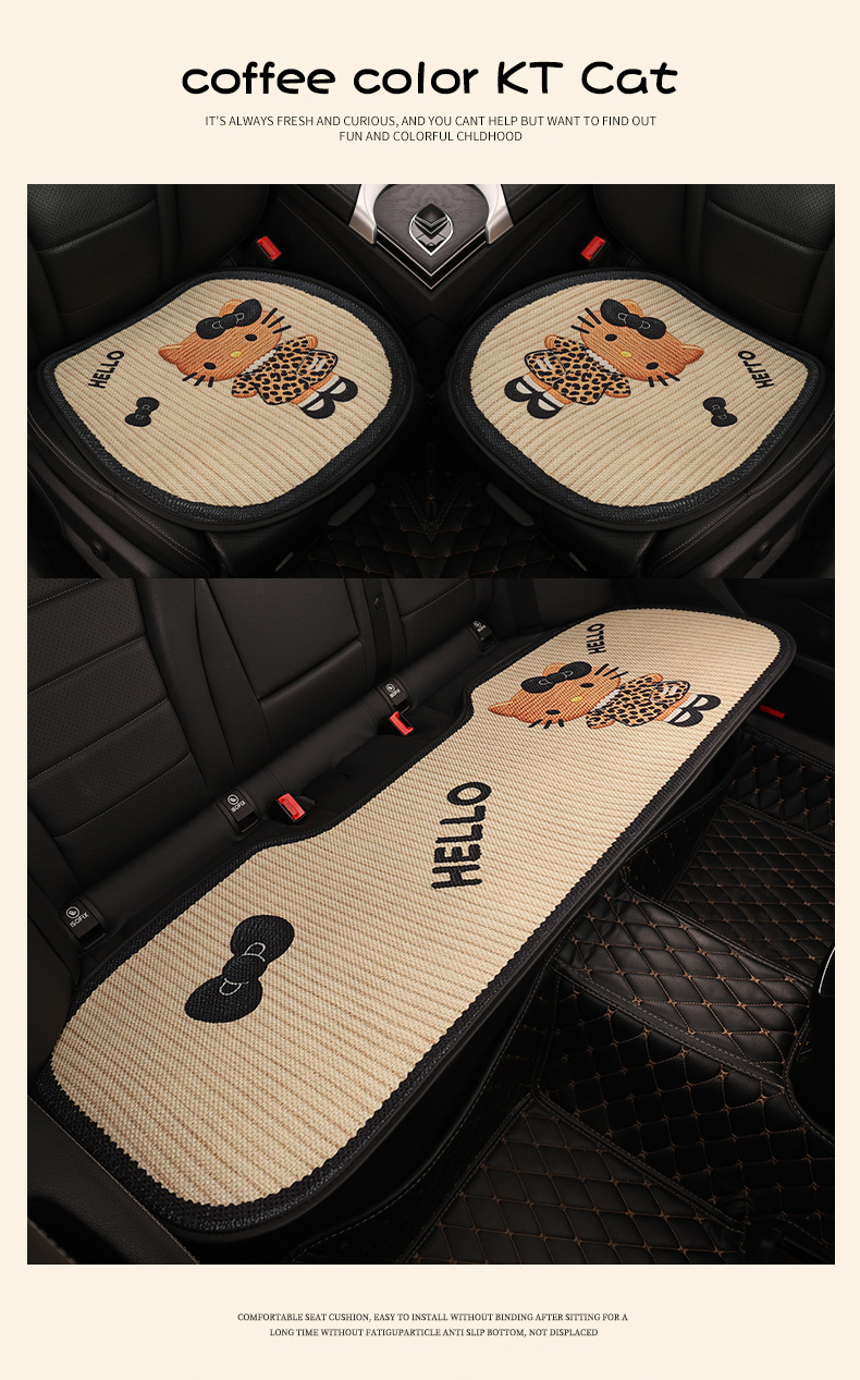 Cartoon Car Seat Cushion, Suitable for All Seasons, Cute and Thin Breathable Seat Cover for Girls, Summer Cooling Pad, Ventilated, 26 Styles