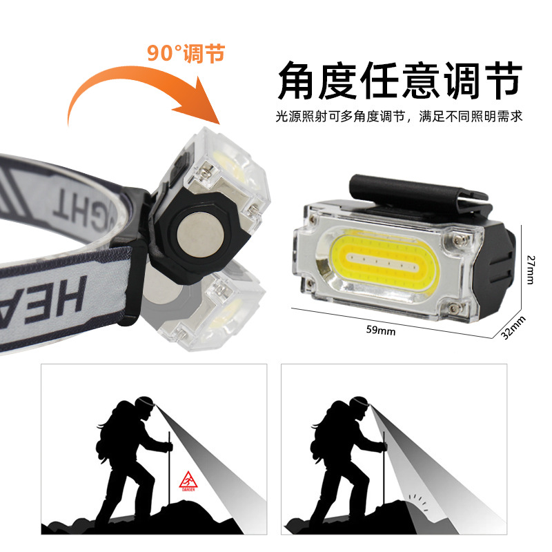 Lámpara de luz fuerte superbrillante carga especial de pesca nocturna lámpara de mina lámpara de iluminación montada en la cabeza al aire libre inducción de montaña larga duración