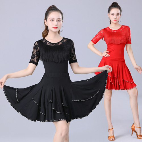 Square dance clothing, professional Latin dance clothing, new female adult practice clothing suit, tassel competition, national standard dance performance