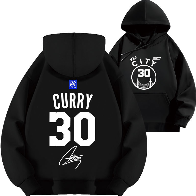 2025 Curry Steve No. 30 Warriors Hooded Sweatshirt Basketball Sports Loose Velvet Thickeneded Clothes Top