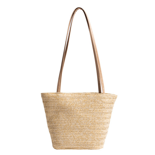 This year's popular women's summer grass weave bag, versatile braided large capacity single shoulder bucket bag