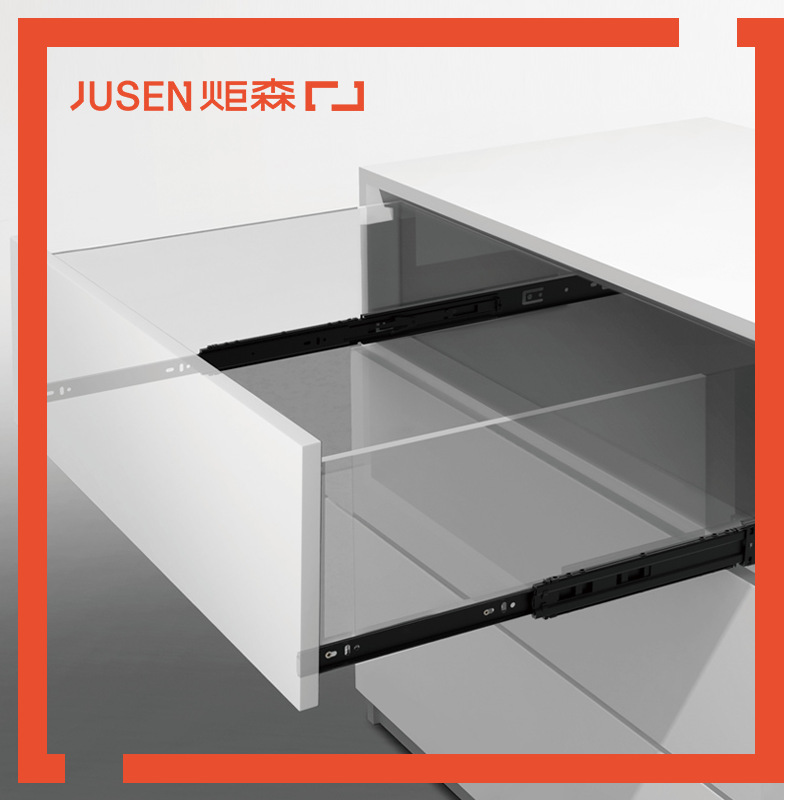 Jusen炬森三节导轨钢珠轨滑轨冷轧钢抽屉滑道橱柜五金配件