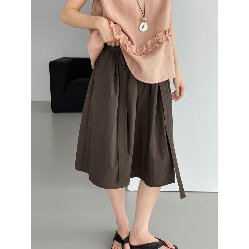 Comfortable and Stylish Korean-Style Cotton-Feel Wide-Leg Pants for Women, Slimming Casual Loose-Fitting Cropped Pants C3915