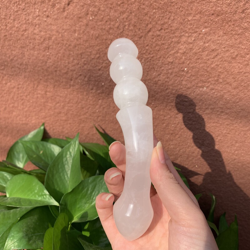 天然白水晶雕刻原石打磨水晶按摩棒 图 4