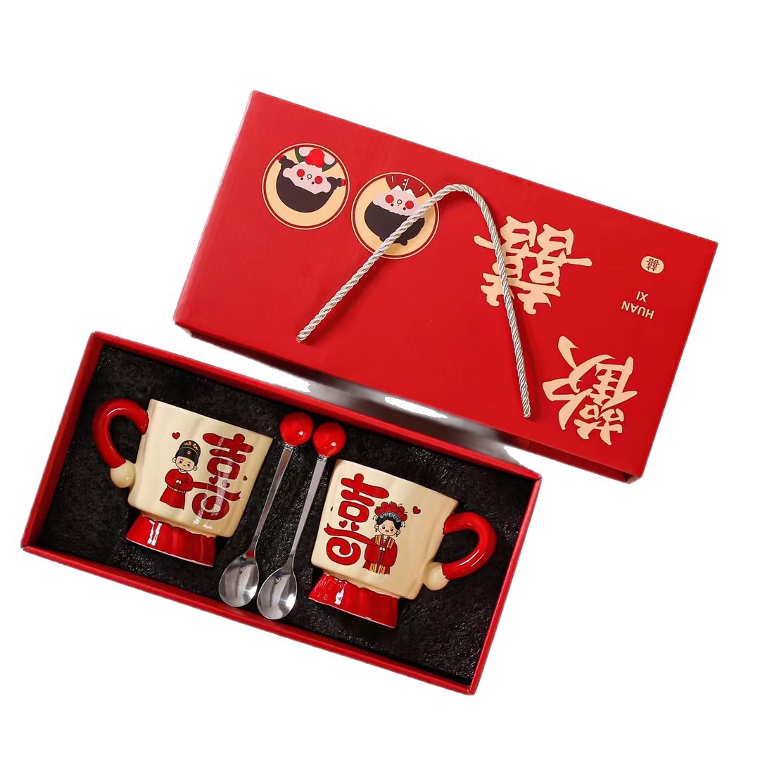 Nuevos regalos de boda tazas de cerámica con tazas de casada de estilo chino tazas de regalo de alto valor de cara tazas