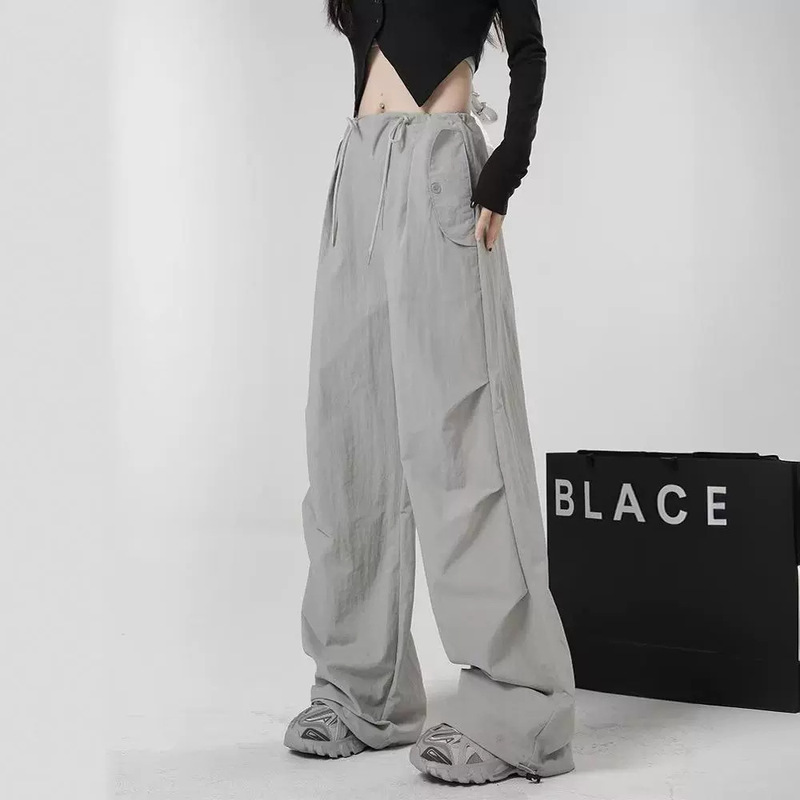 American Style Quick-drying Overalls Women's Summer Thin 2024 New Style Draps High Waist Loose Straight Casual Wide-leg Pants American Style Quick-drying Overalls Women's Summer Thin 2024 New Style Draps High Waist Loose Straight Casual Wide-leg Pants