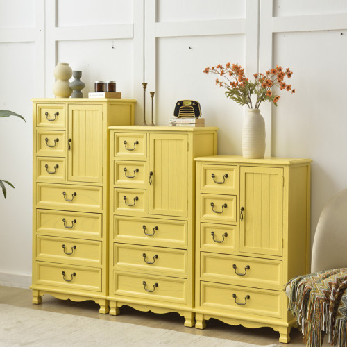American country solid wood chest of drawers, retro drawer cabinet, living room storage cabinet, corner crevice cabinet, decorative storage cabinet