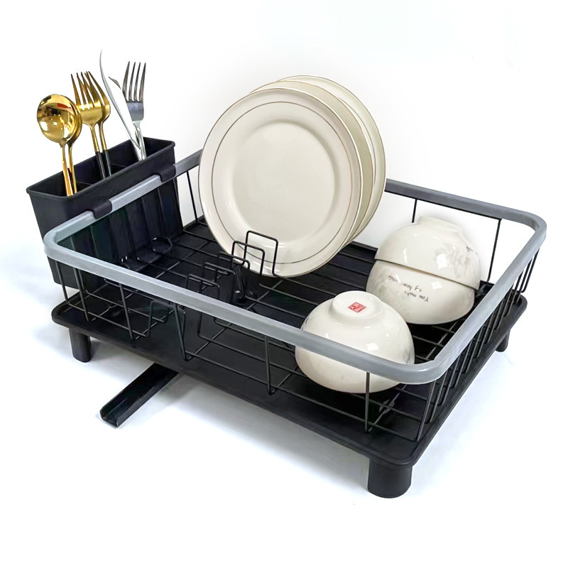 Estante de platos de cocina estante de almacenamiento sin perforación de fábrica venta directa de una sola capa de platos de almacenamiento de platos de mesa de piscina simple creatividad