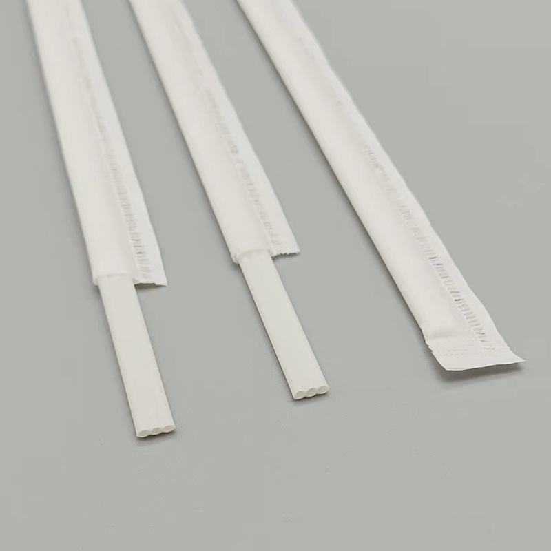 PLA paja de café desechable degradable doble agujero tres agujeros en stock paja de café varilla de agitación dos agujeros al por mayor