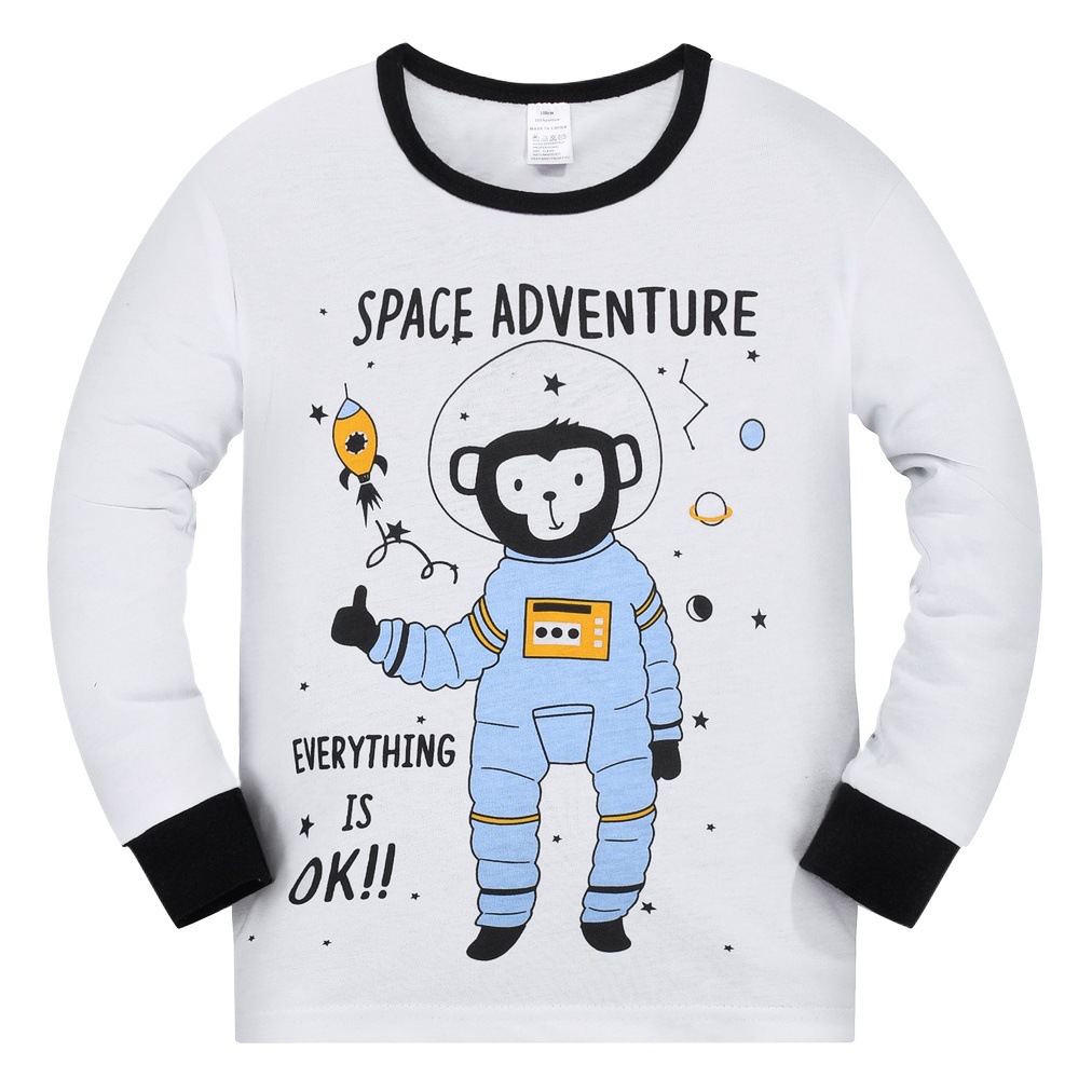 Invierno de los nuevos niños pijamas algodón europeos y americanos cohete astronauta impreso desgaste del hogar traje Comercio exterior al por mayor
