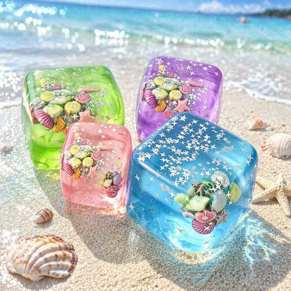 Cross-Border Maltose Ice Cube Squeeze Toy Green Ocean Series Stress Relief Slow Rebound Squeeze Stress-Relief Toy