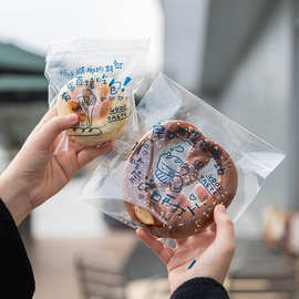 透明英文面包自封袋食品级欧包袋泡芙吐司甜甜圈包装袋打包面包袋