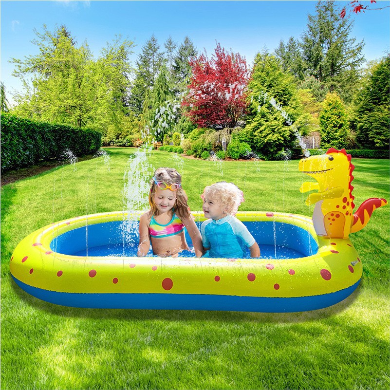 In-Stock Inflatable Dinosaur Water Fountain Outdoor Dolphin Sprinkler Play Mat Children's Water Toys Swimming Pool Shark Pool