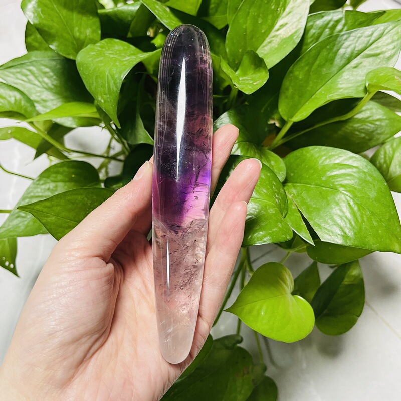 天然水晶紫晶 原石雕刻打磨水晶按摩棒 图 1