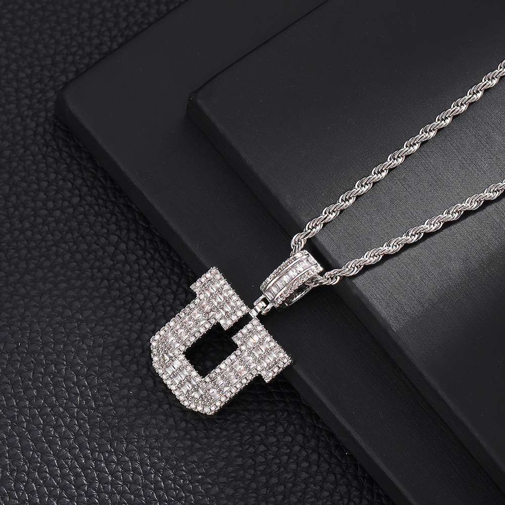 Hip-Hop Vintage Style Letter 304 Stainless Steel Copper Men's Pendant Necklace J 20Inch Hemp Flowers Chain Silver display picture 23