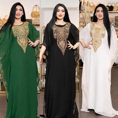 African Middle Eastern Cross-border Large Size Women's eBay Western and European Bestselling Embroidered Lace Robe 8299