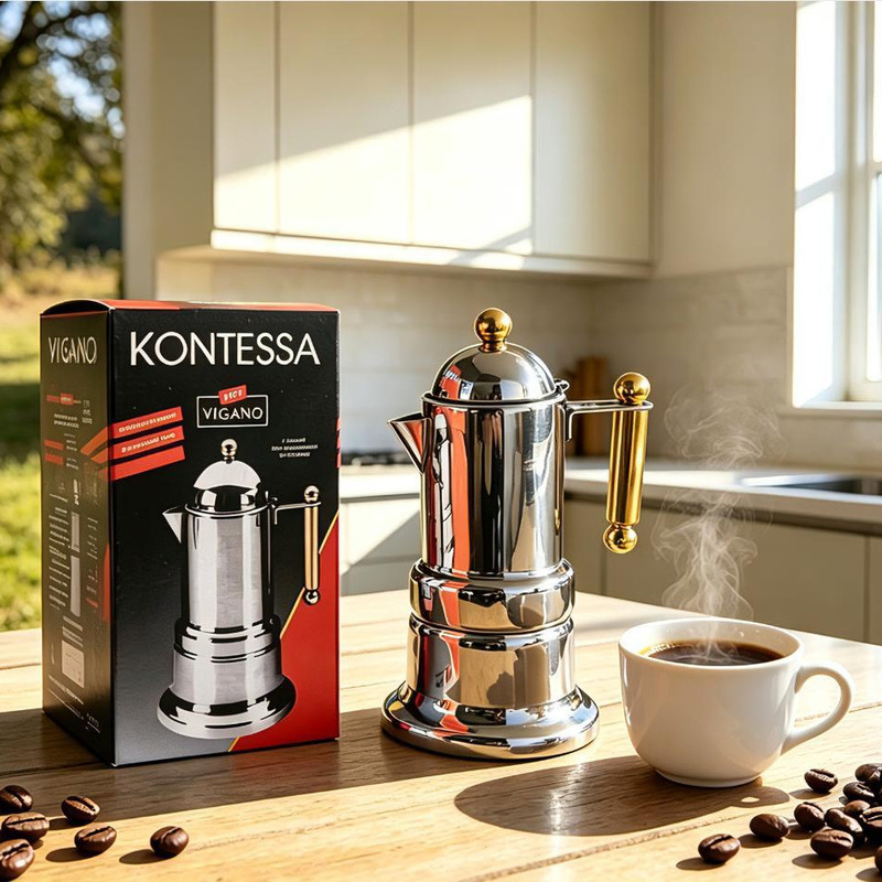 Carefully Selected Single-Valve Stainless Steel 304 Material Coffee Pot, Italian Espresso Moka Pot, Coffee Brewing Equipment, Black Coffee