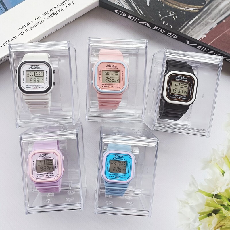 Factory Direct Supply New Square watch ins style student Sports small square watch luminous alarm boxed electronic watch